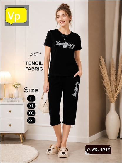 1206 Design 5055 Vp Tencil Capri Night Suits Wholesaler Gujarat