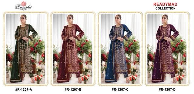 1207Abcd Ramsha Readymade Velvet Suits Supplier