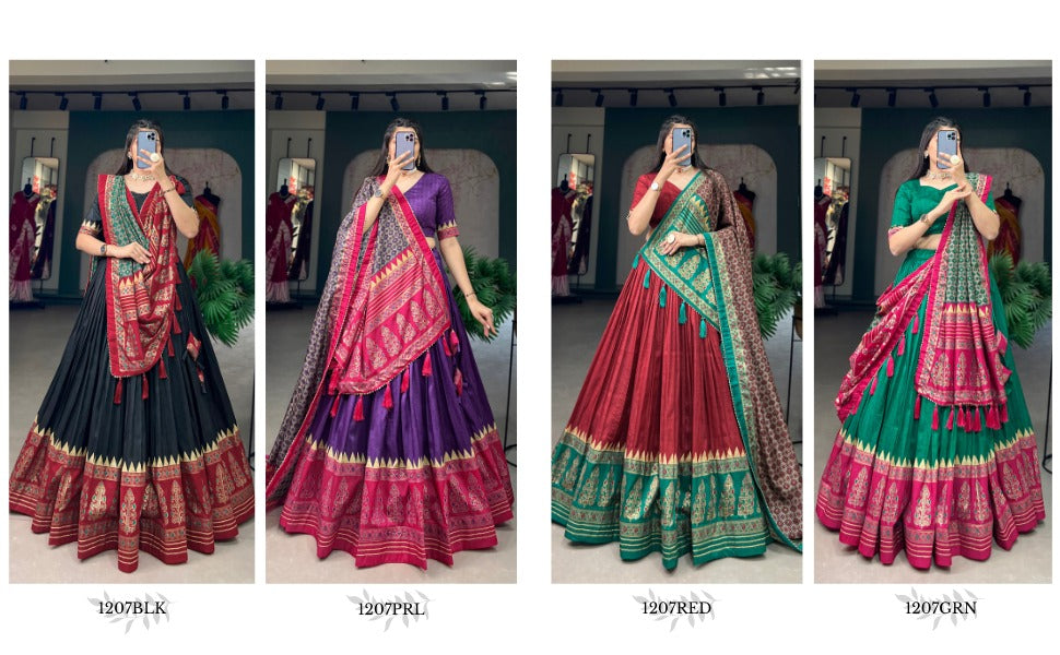 1207 Navratri Garba Tussar Silk Chaniya Choli Exporter Ahmedabad