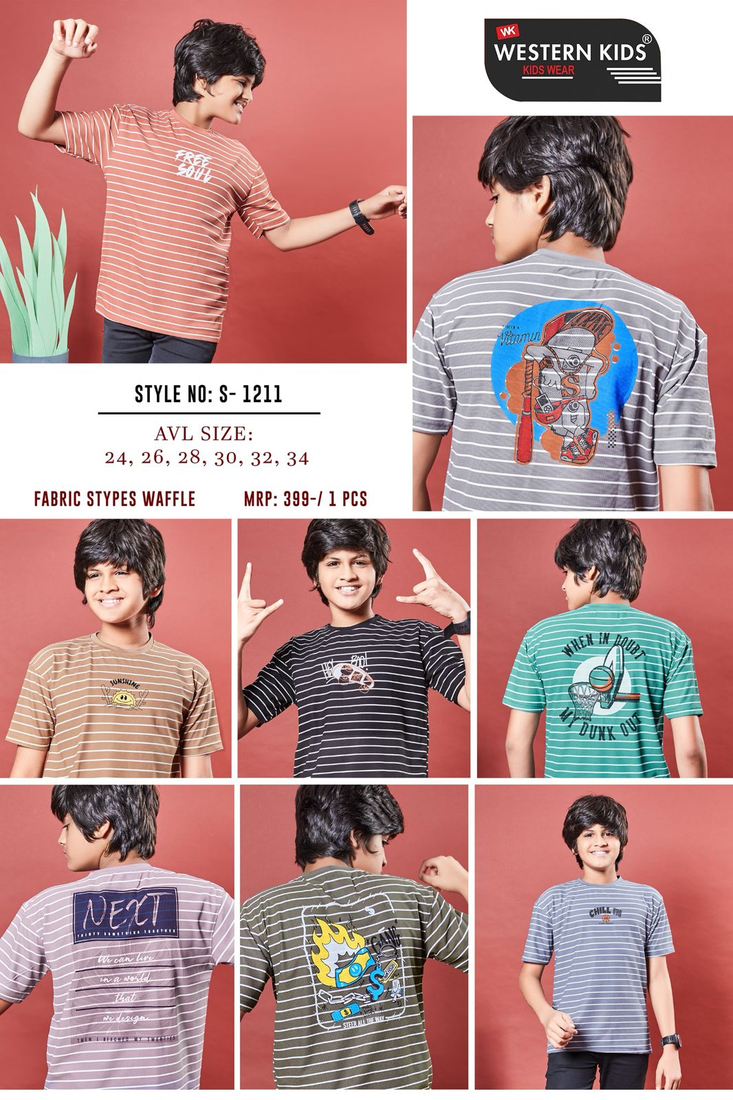 1211 Western Kids Waffle Boys Tshirt Wholesaler