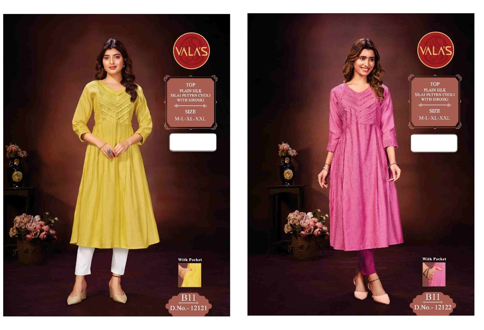 12121-12122 Valas Silk Anarkali Kurtis Exporter Gujarat