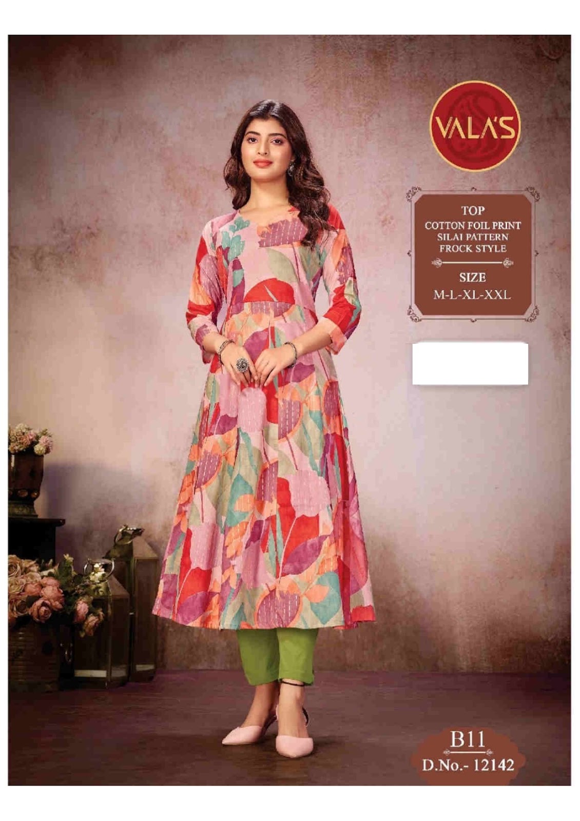 12141-12142 Valas Cotton Anarkali Kurtis Exporter