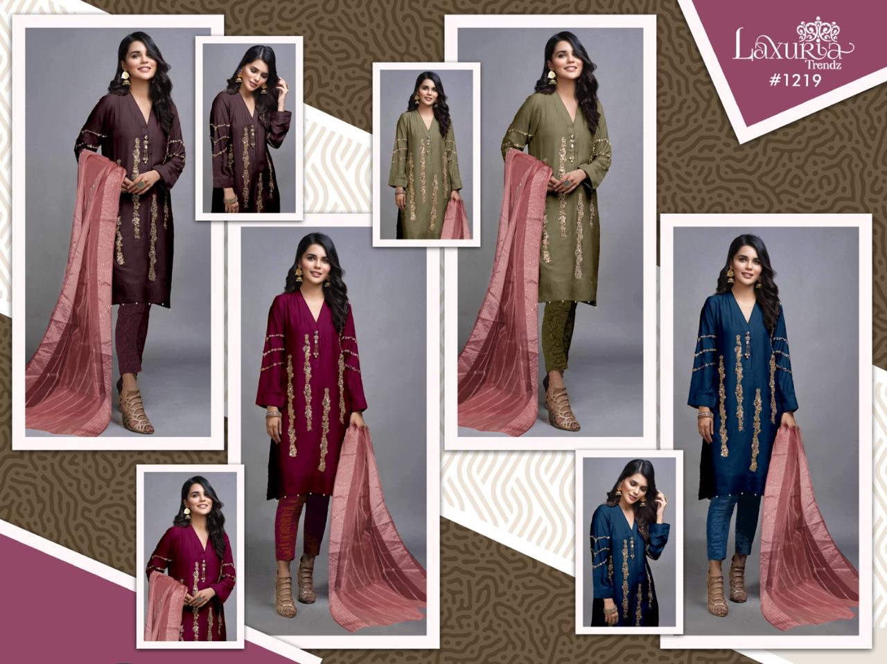 1219-0405 Laxuria Trendz Imported Pakistani Readymade Suits Wholesale