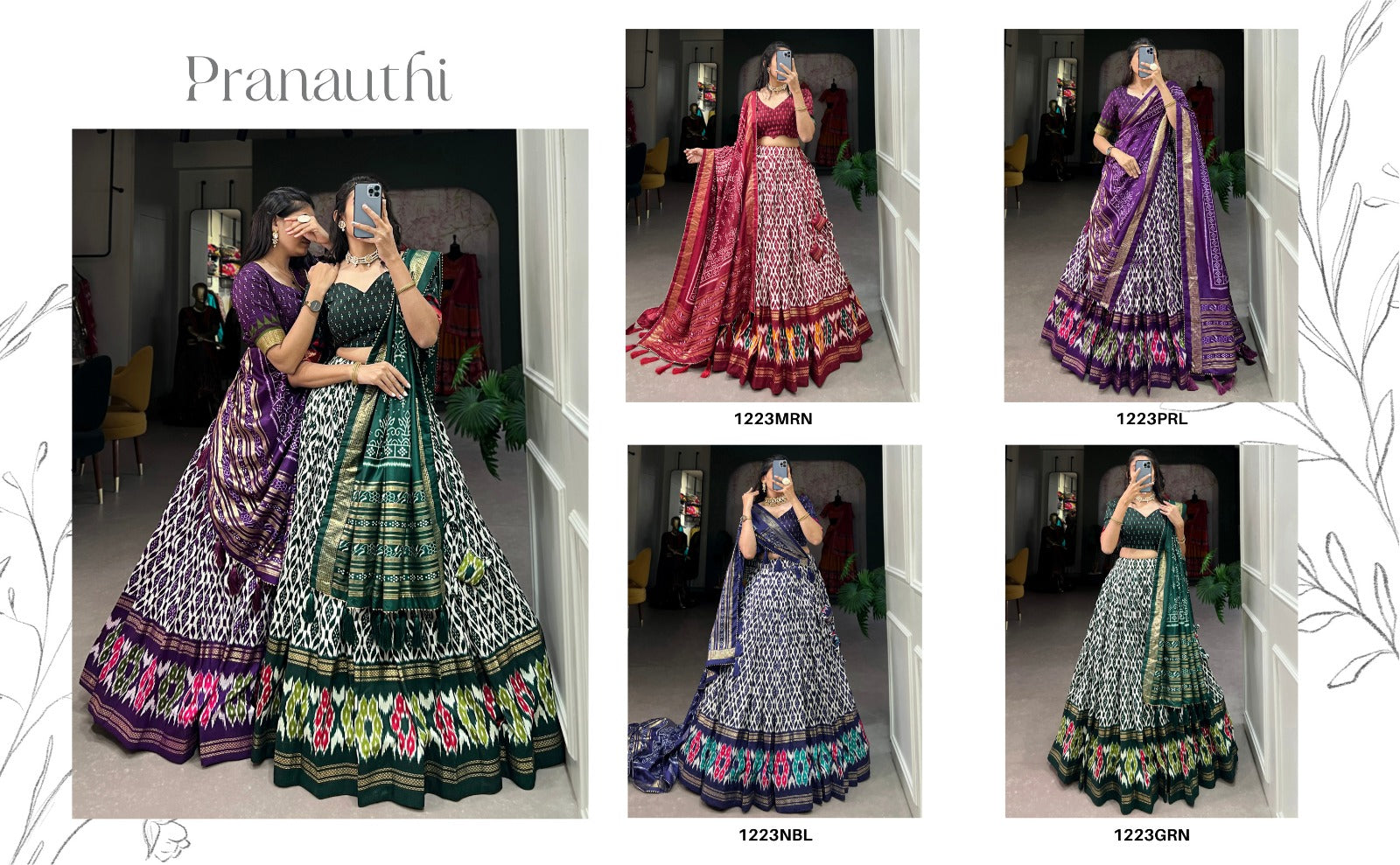 1223 Pranauthi Staard Chanderi Lehenga Choli Wholesale