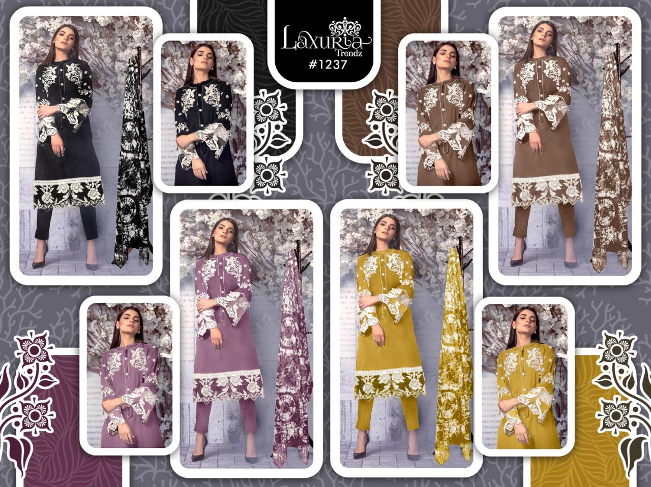 1237 New Laxuria Trendz Fox Georgette Pakistani Readymade Suits Wholesale Price