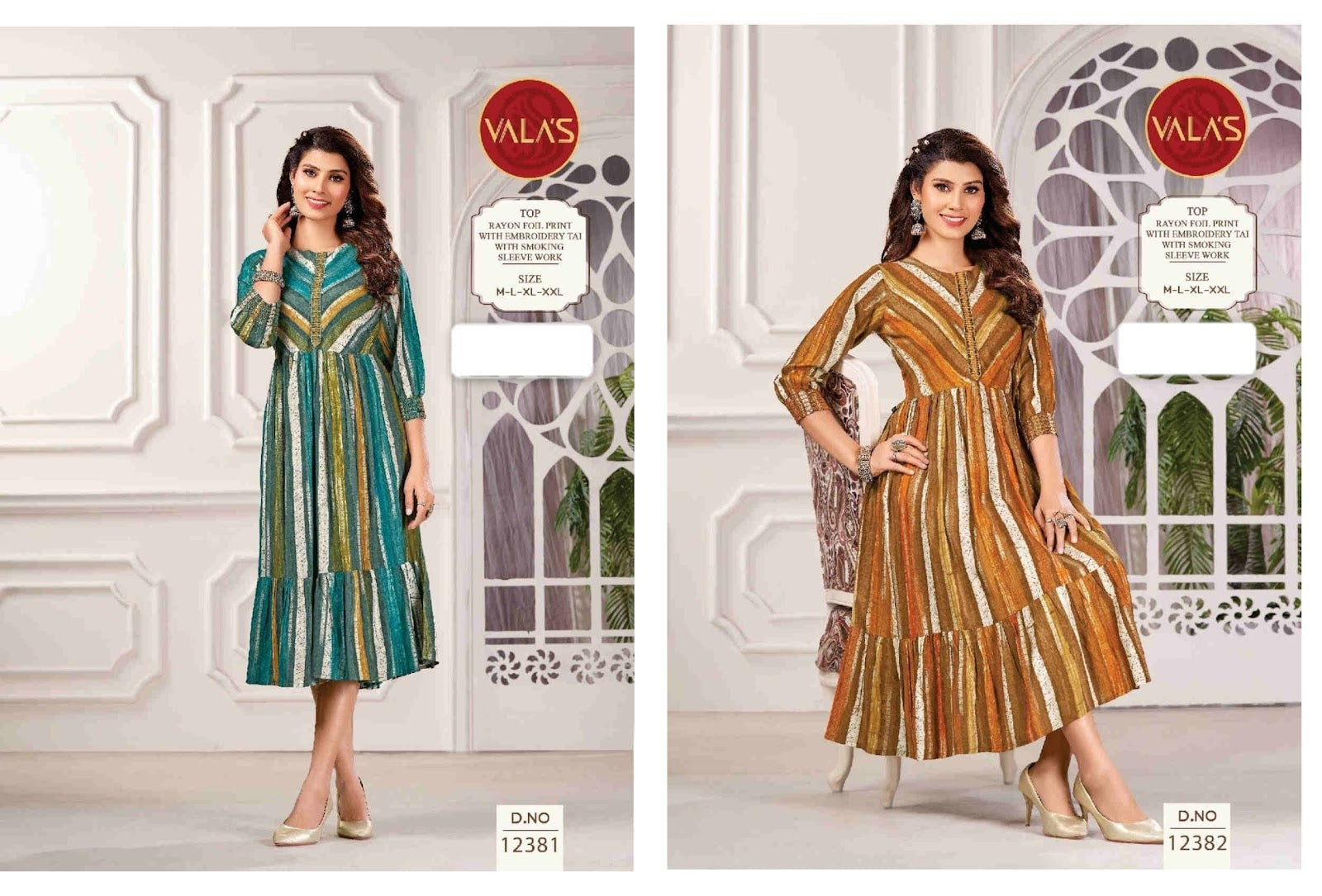 12381-12382 Valas Rayon Anarkali Kurtis Wholesale Rate