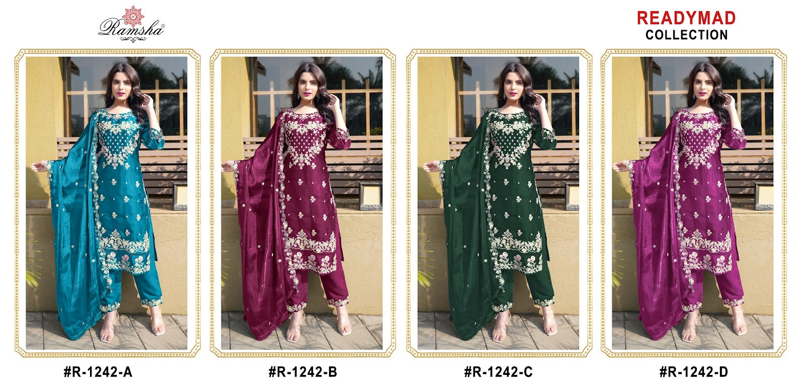 1242Abcd Ramsha Jimmy Choo Pakistani Readymade Suits Exporter Gujarat