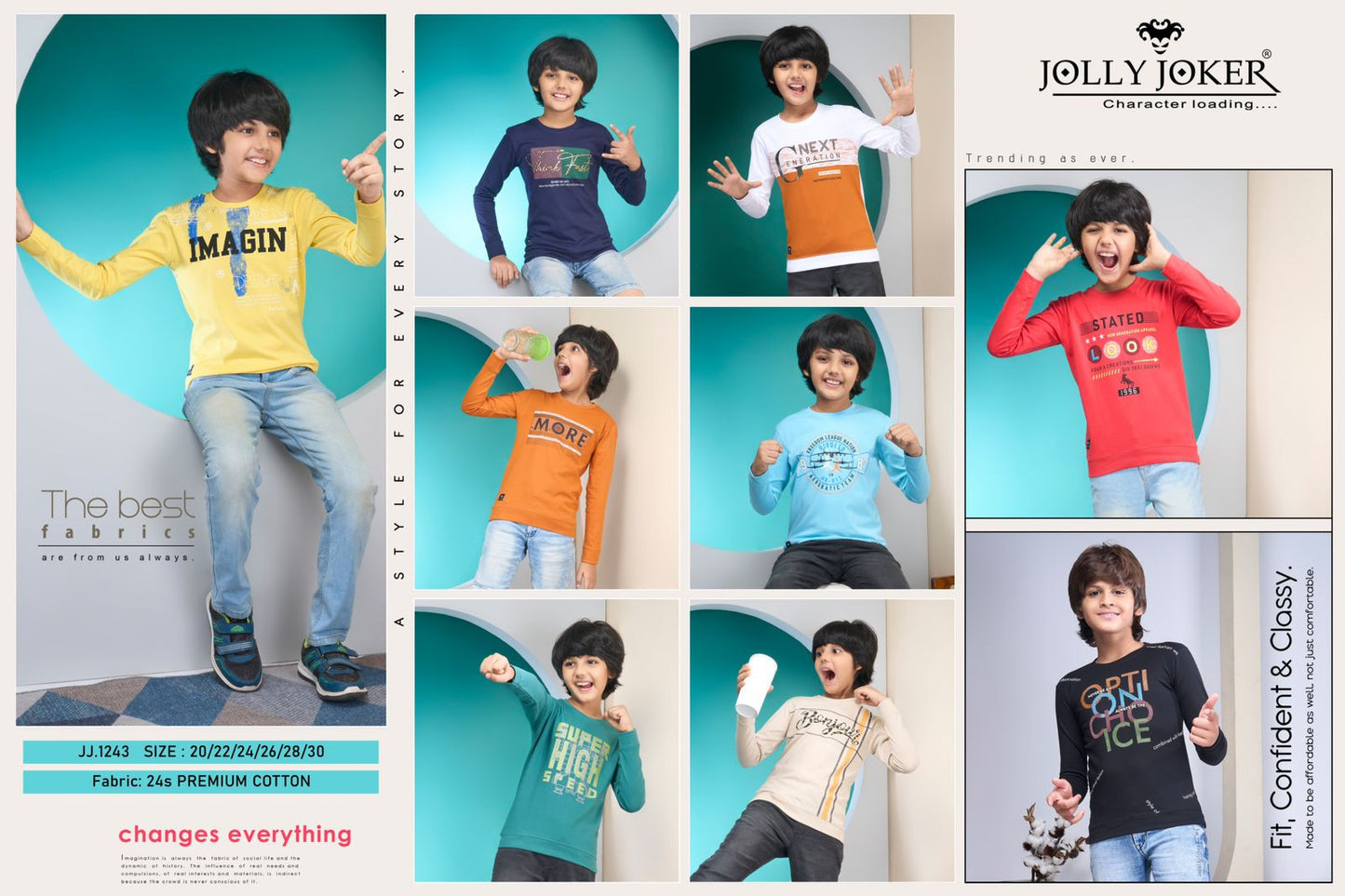 1243 Jolly Joker Cotton Biowashed Boys Tshirt Manufacturer