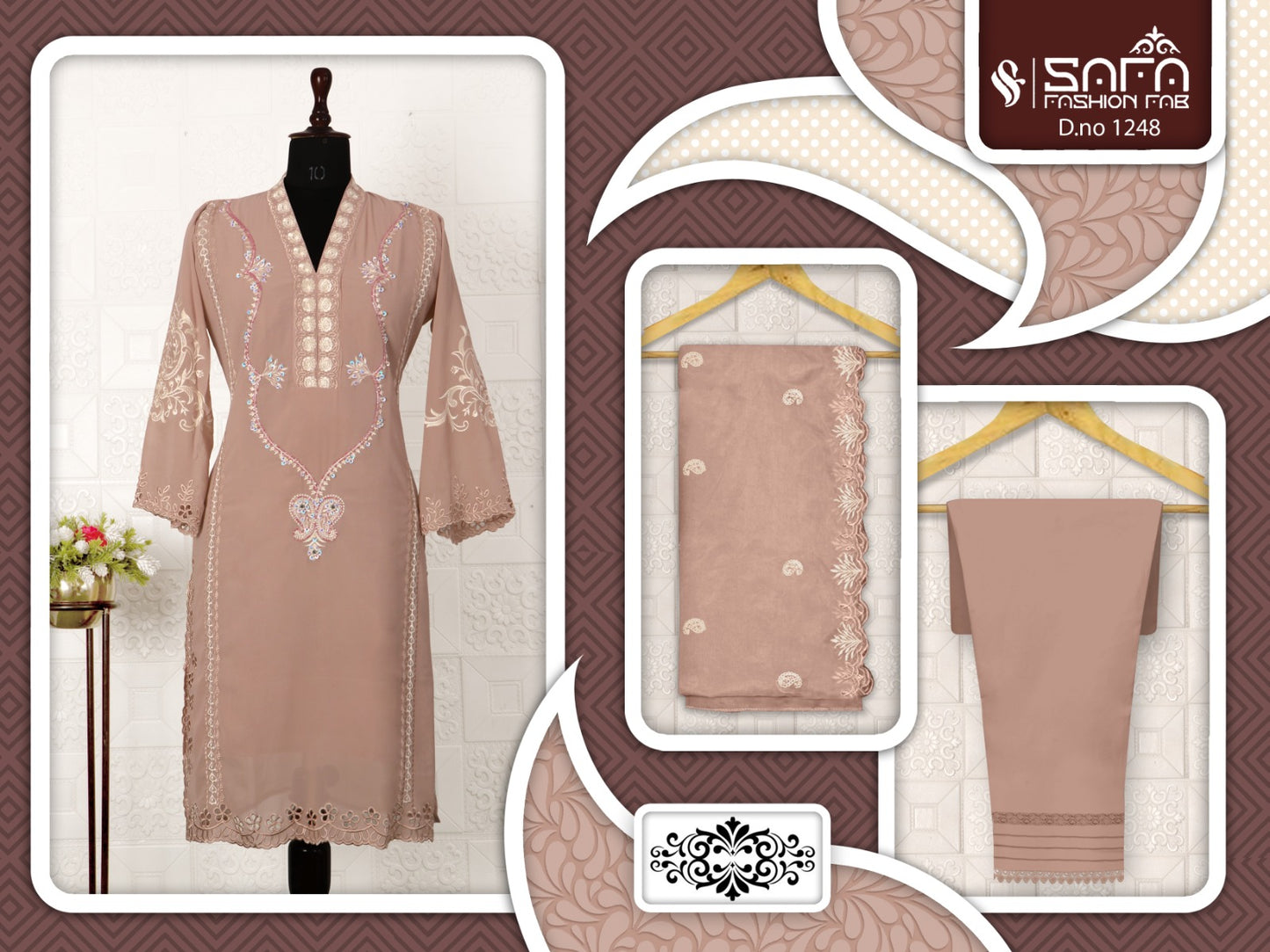 1248 Safa Fashion Fab Georgette Pakistani Readymade Suits Supplier Gujarat