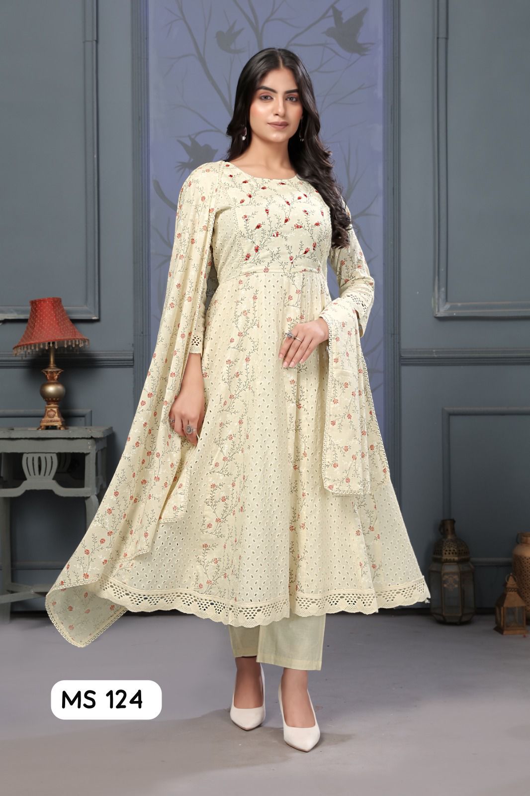 124 Ladyv Pure Cotton Readymade Anarkali Suits Exporter