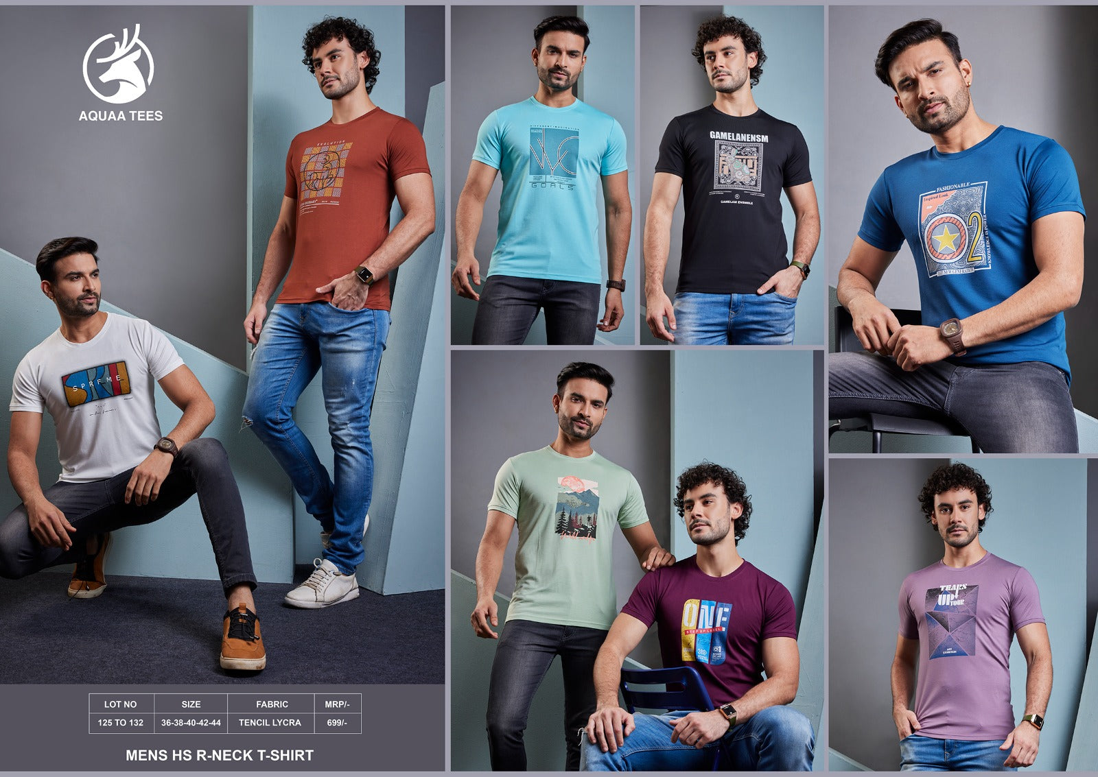 125-132 Aquaa Tees Tencil Lycra Mens Tshirts Manufacturer India