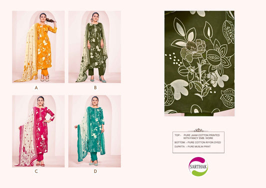 1255 Sarthak Prints Jaam Cotton Pant Style Suits Wholesale