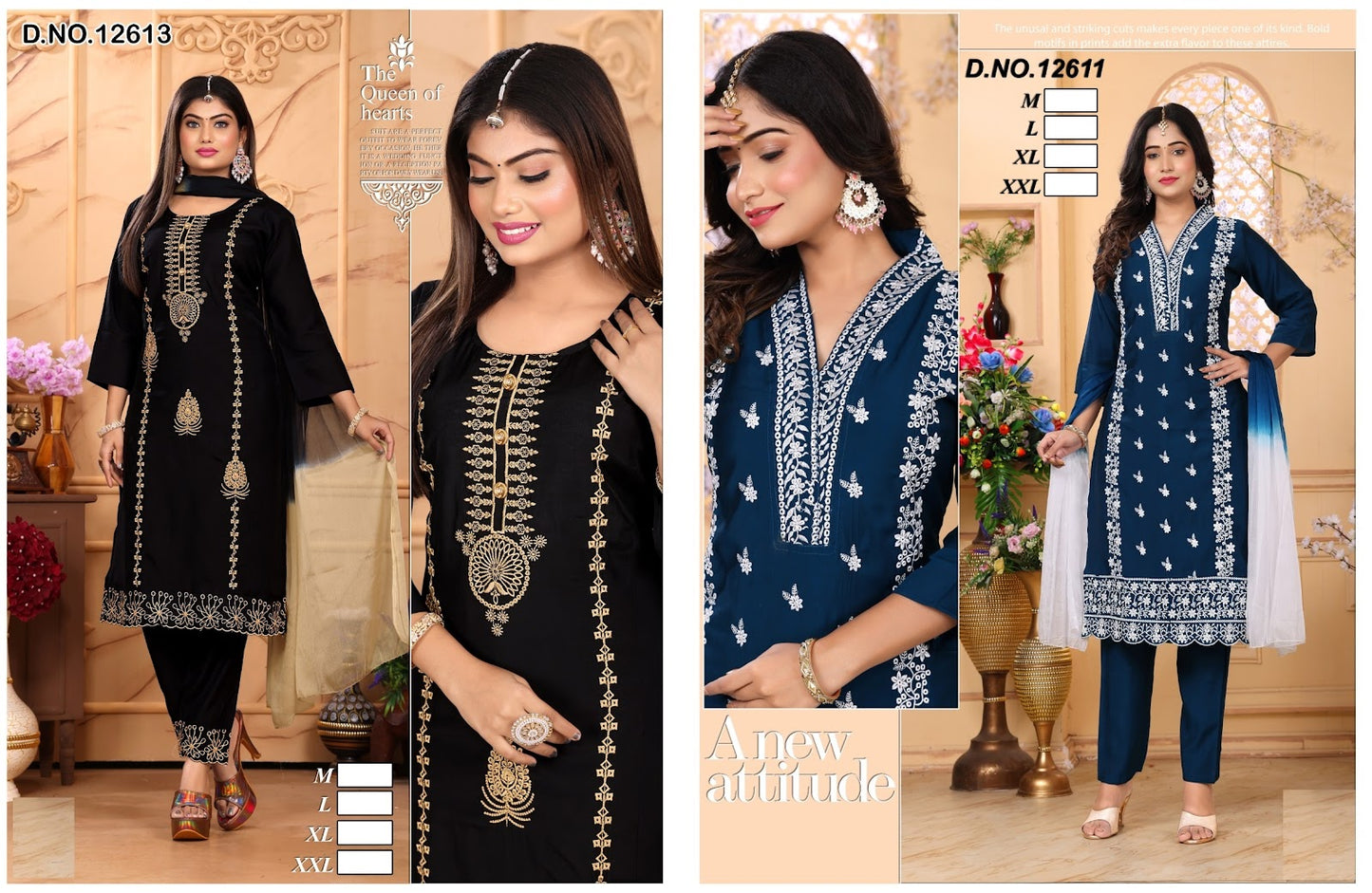 12611-12613 Vkh Roman Silk Readymade Pant Style Suits Exporter Gujarat