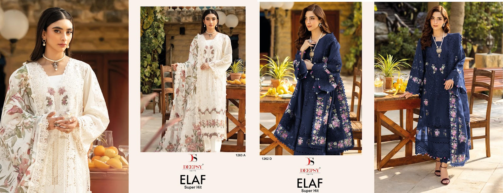 1262-1263 Super Hit Deepsy Cotton Pakistani Patch Work Suits Wholesaler