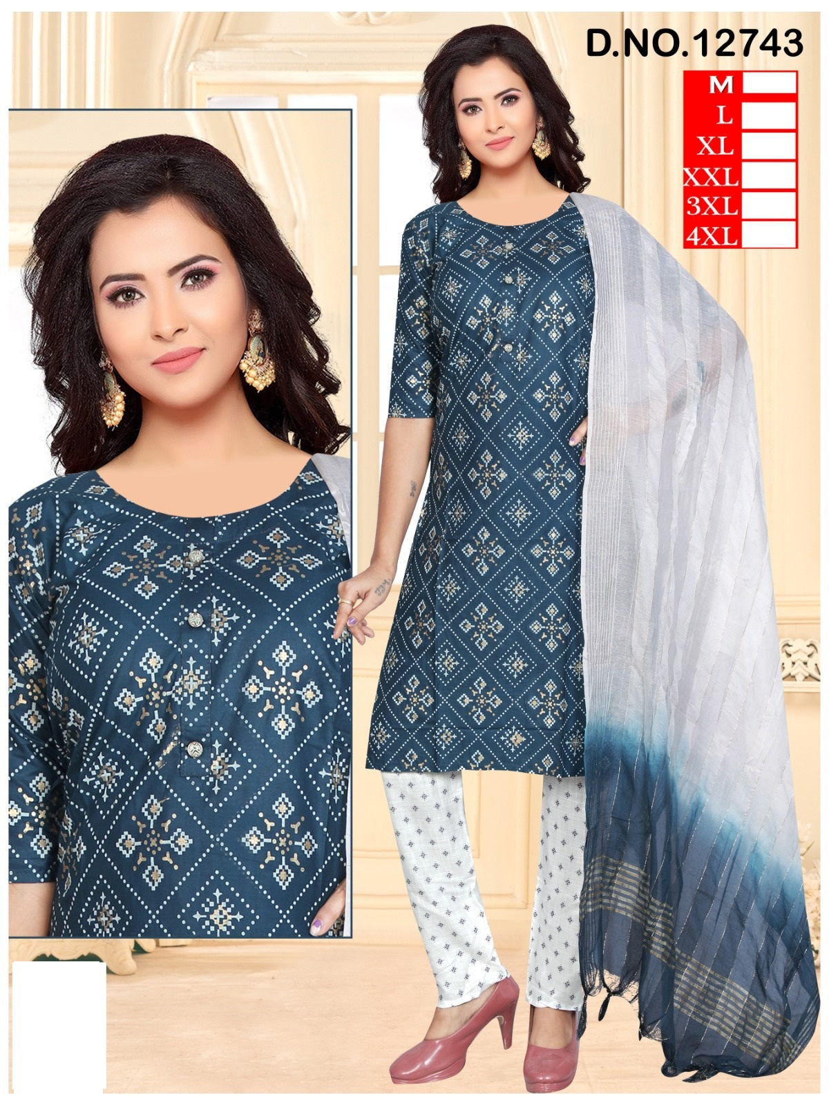 12743-12744 Kh Reyon Readymade Pant Style Suits Manufacturer Ahmedabad