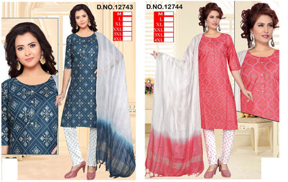 12743-12744 Kh Reyon Readymade Pant Style Suits Manufacturer Ahmedabad