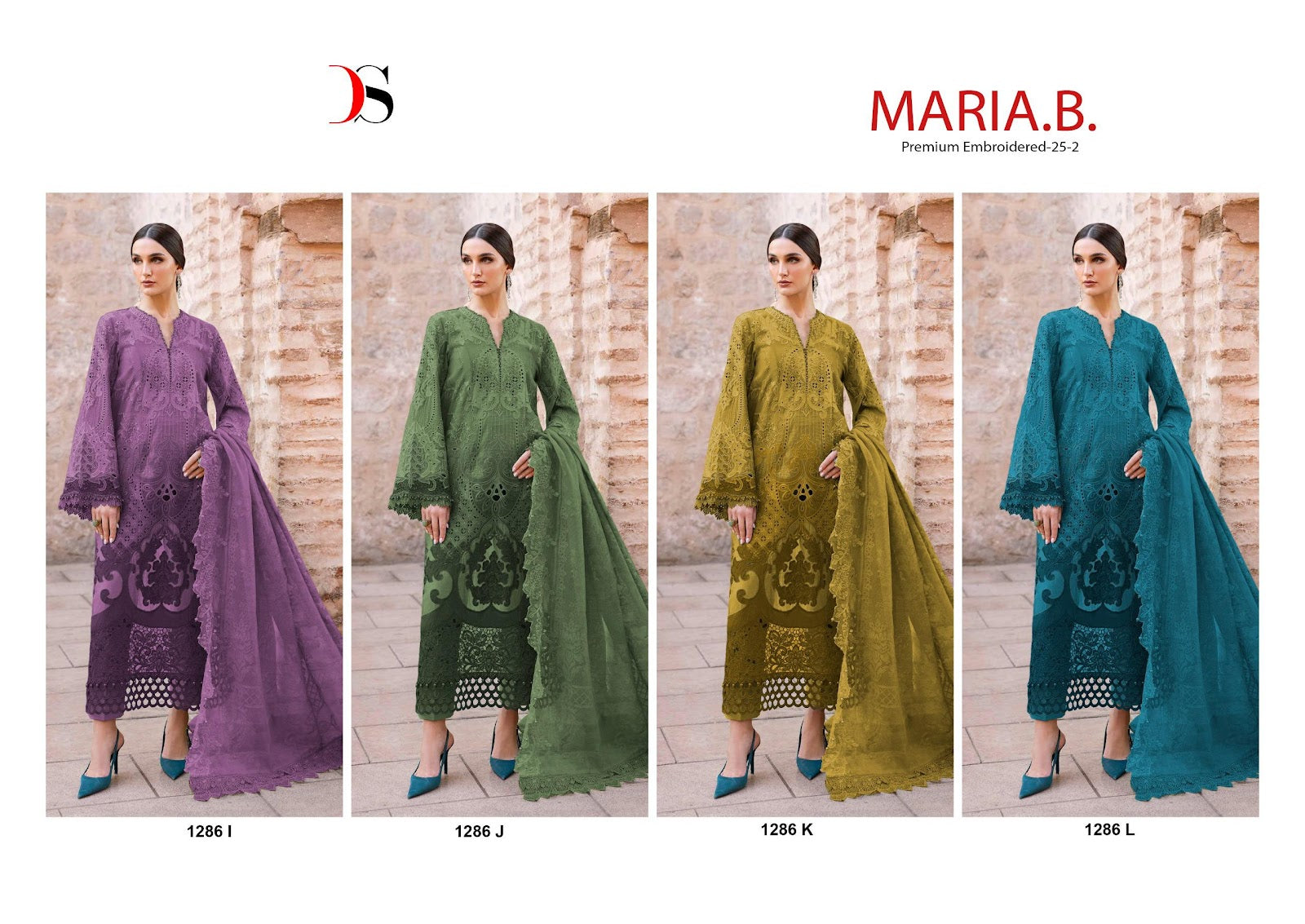 1286 Ijkl Maria B Premium Embroidered 25-2 Deepsy Cotton Pakistani Salwar Suits Manufacturer India