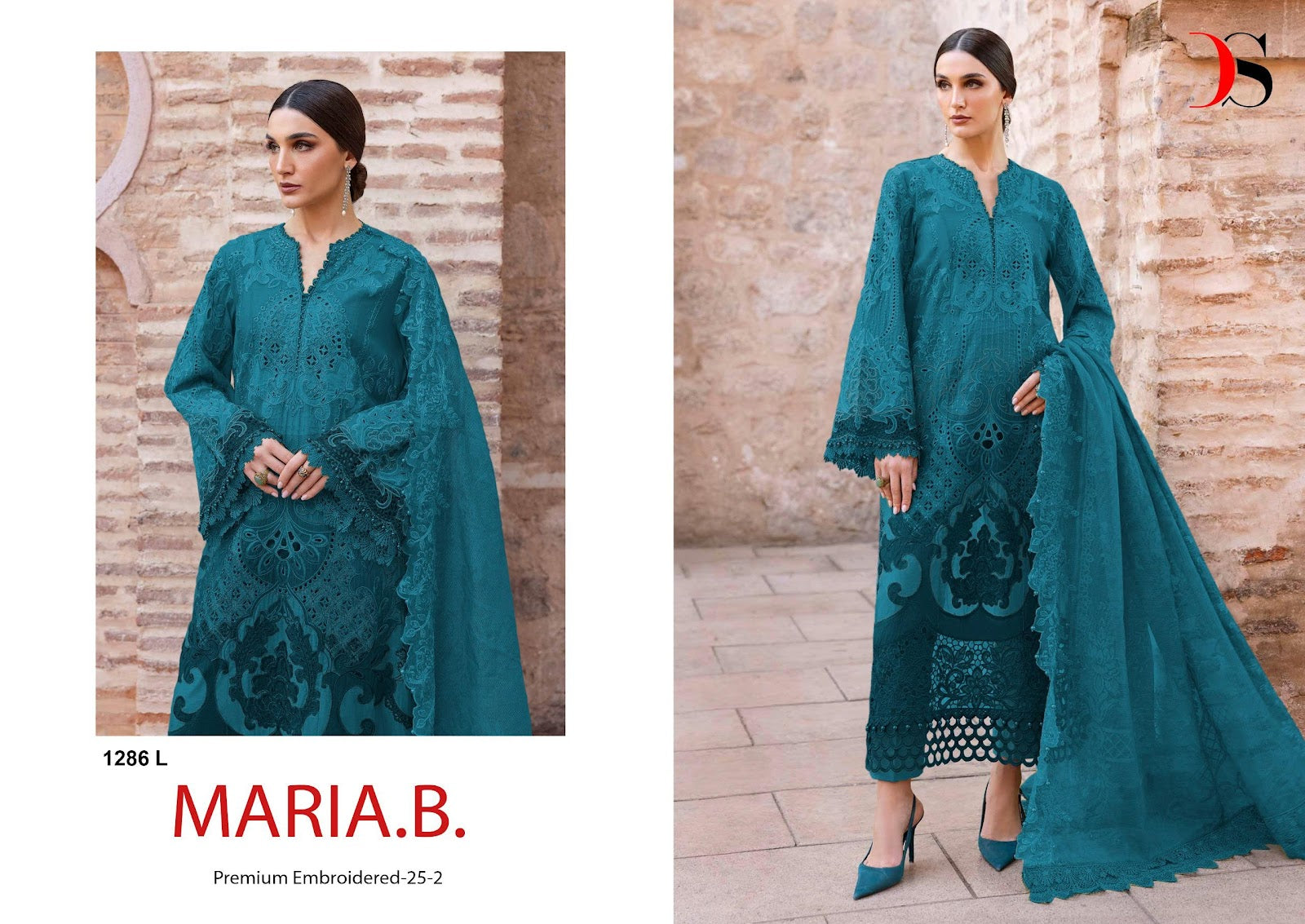 1286 Ijkl Maria B Premium Embroidered 25-2 Deepsy Cotton Pakistani Salwar Suits Manufacturer India
