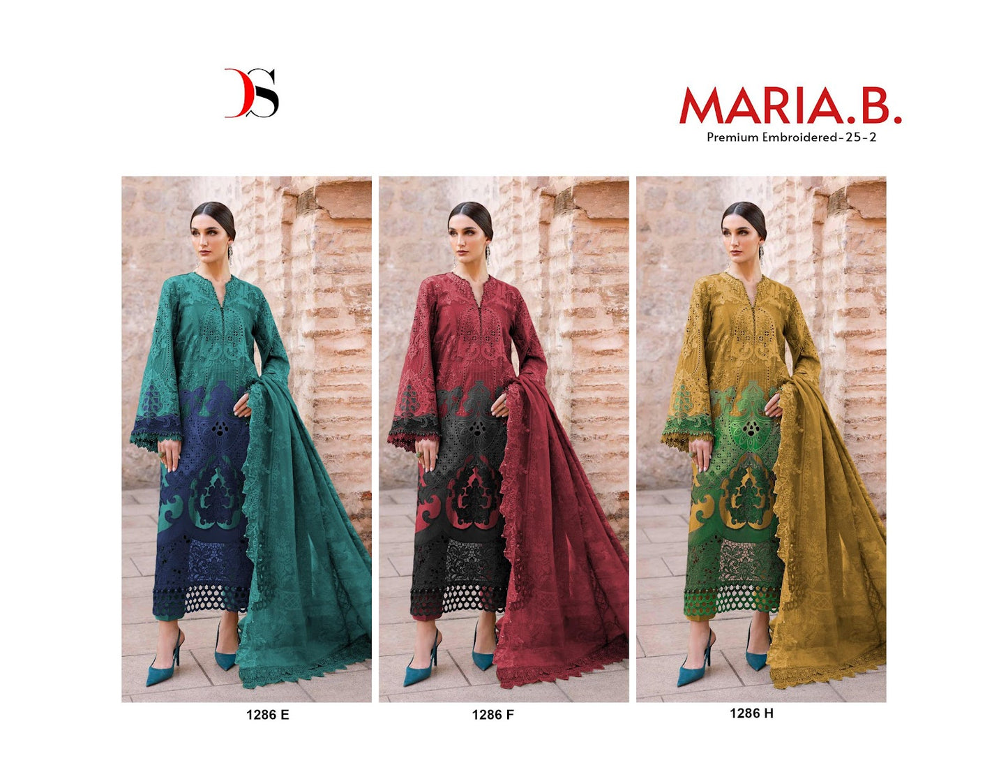 1286 Maria B Premium Embroidered 25-2 Deepsy Cotton Pakistani Salwar Suits Wholesale Price