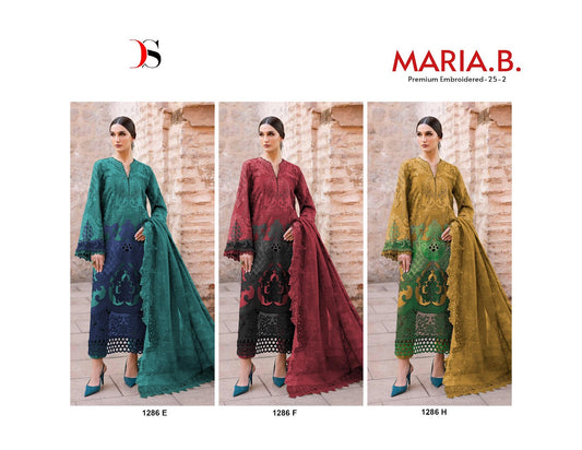 1286 Maria B Premium Embroidered 25-2 Deepsy Cotton Pakistani Salwar Suits Wholesale Price