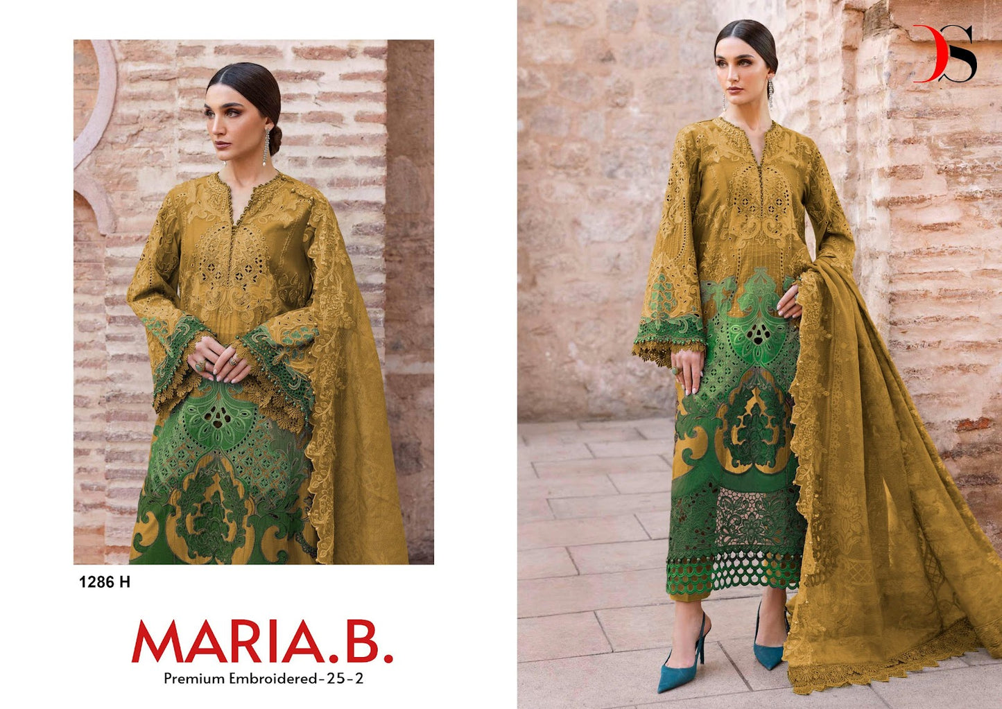 1286 Maria B Premium Embroidered 25-2 Deepsy Cotton Pakistani Salwar Suits Wholesale Price