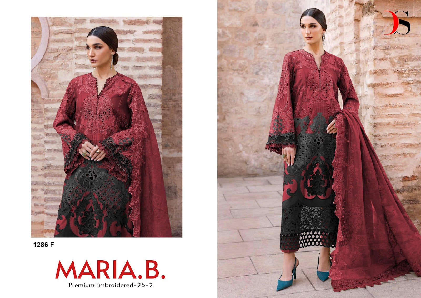 1286 Maria B Premium Embroidered 25-2 Deepsy Cotton Pakistani Salwar Suits Wholesale Price