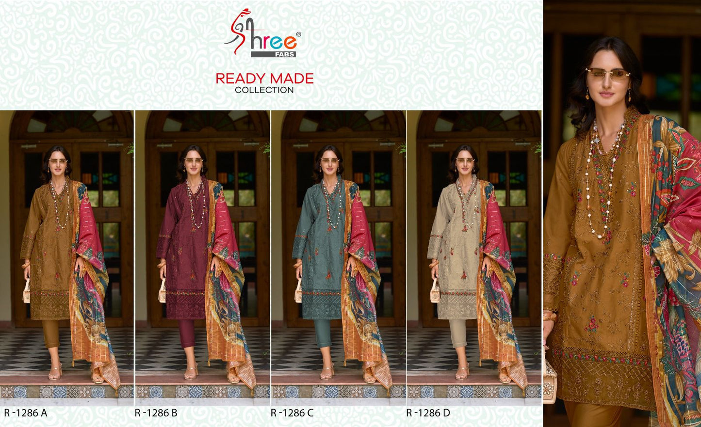 1286 Shree Fabs Cambric Cotton Pakistani Readymade Suits Wholesaler Ahmedabad
