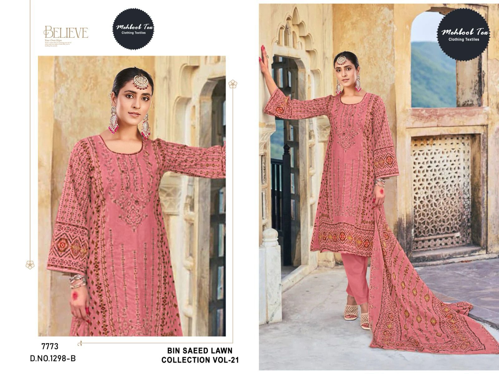 Bin Saeed Lawn Collection Vol 21 1298 Mehboob Tex Cotton Pakistani Salwar Suits Manufacturer India