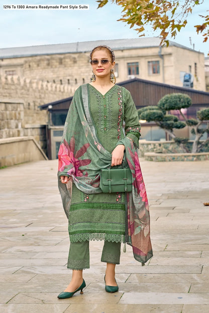 1296 To 1300 Amara Pure Cotton Readymade Pant Style Suits Manufacturer