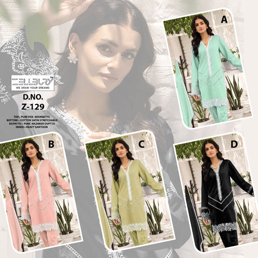 129 Zellbury Fox Georgette Pakistani Readymade Suits Manufacturer Ahmedabad