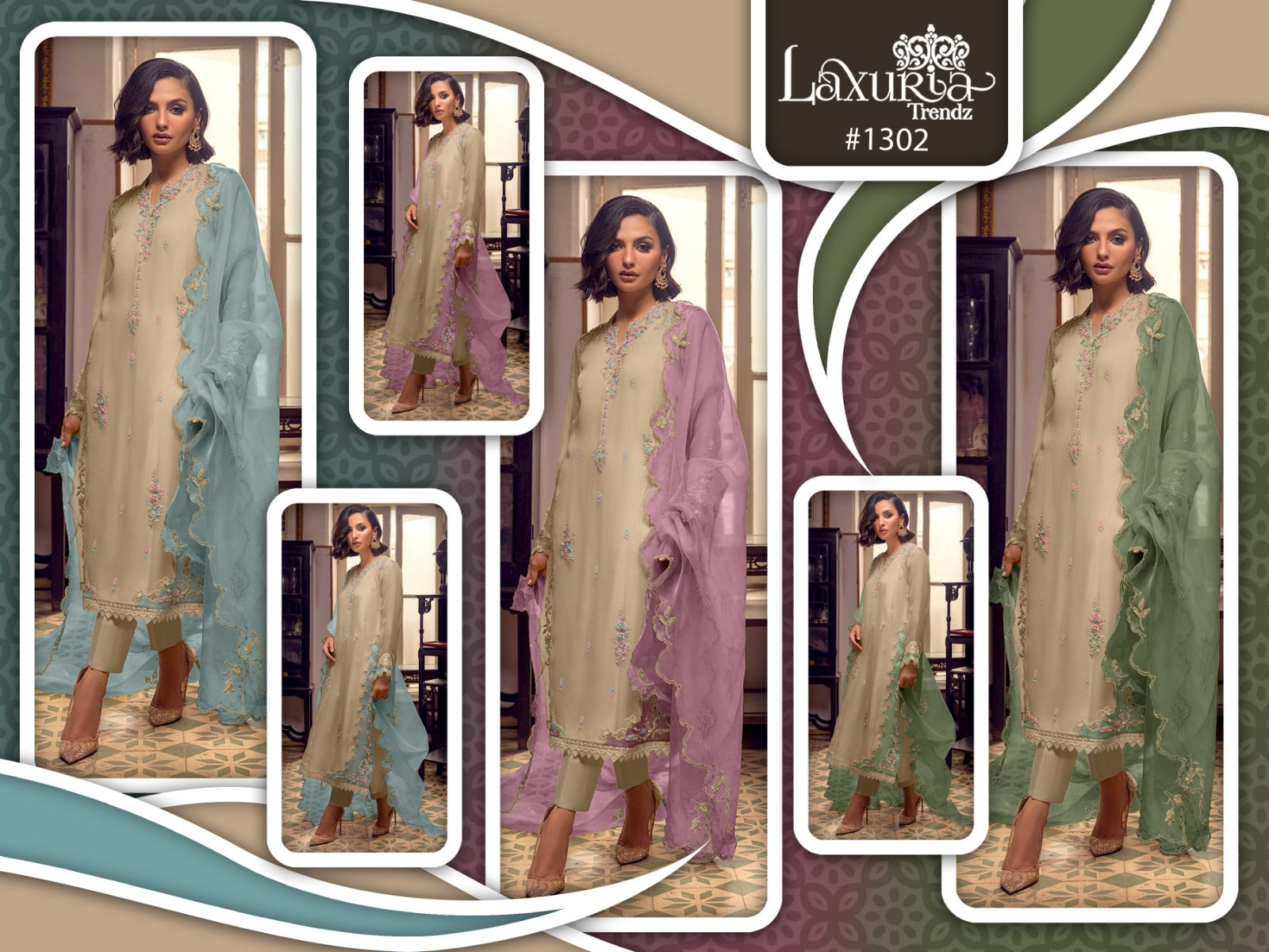 1302 Laxuria Trendz Organza Pakistani Readymade Suits