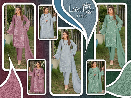 1306-Colours Laxuria Trendz Fox Georgette Pakistani Readymade Suits Wholesale Rate