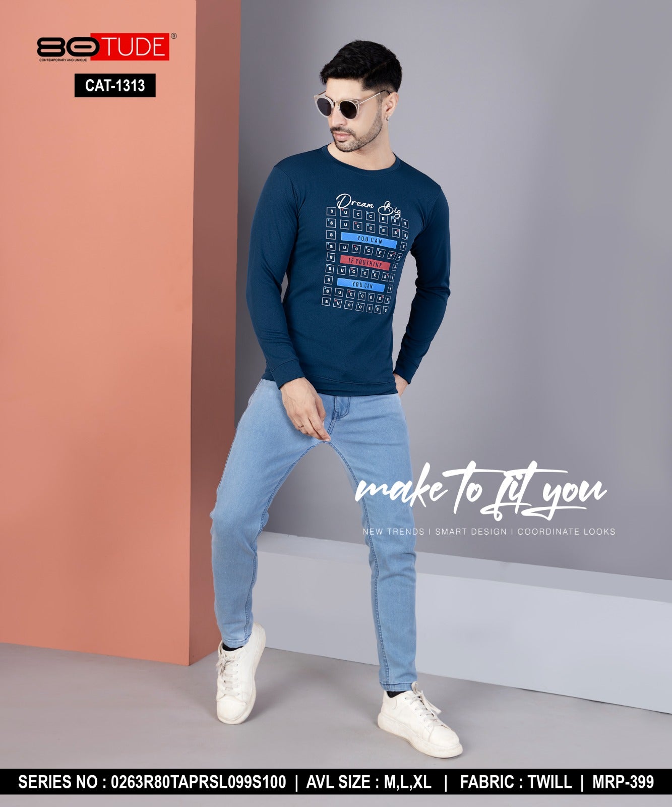 1313 80Tude Twill Mens Tshirts Supplier India