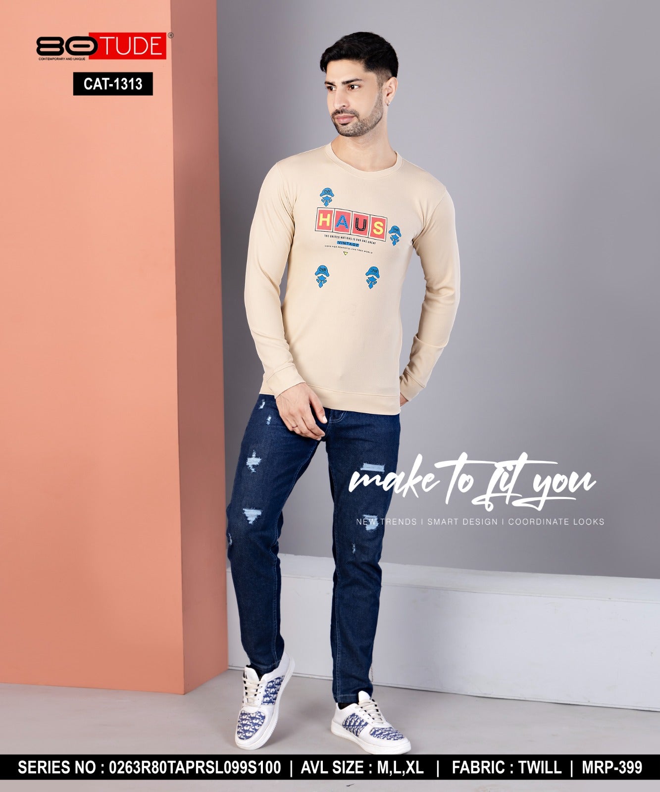 1313 80Tude Twill Mens Tshirts Supplier India