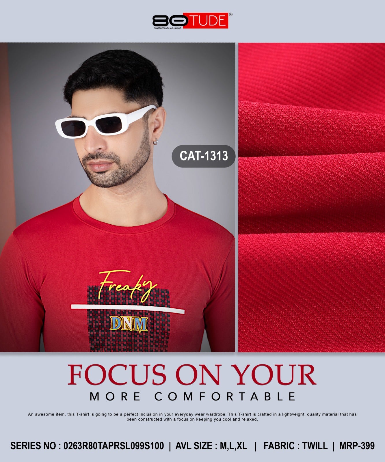 1313 80Tude Twill Mens Tshirts Supplier India