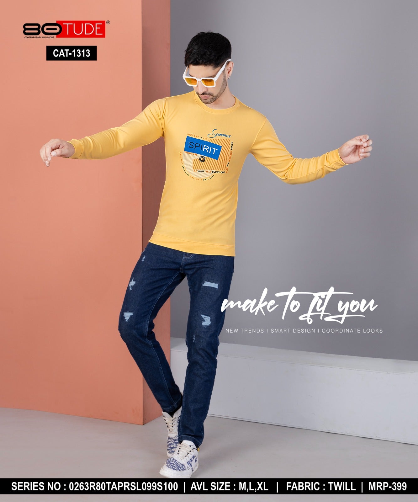 1313 80Tude Twill Mens Tshirts Supplier India