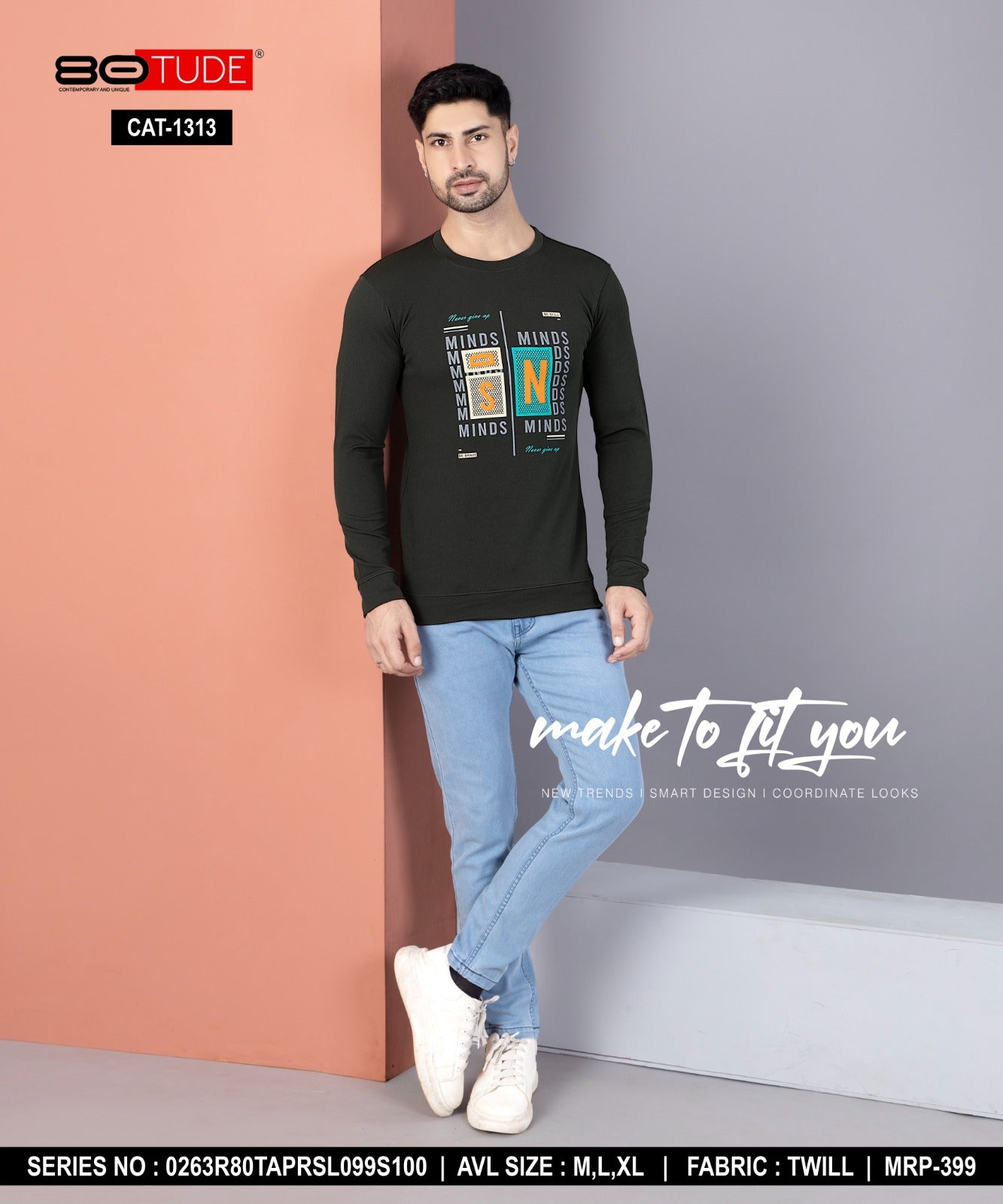 1313 80Tude Twill Mens Tshirts Supplier India