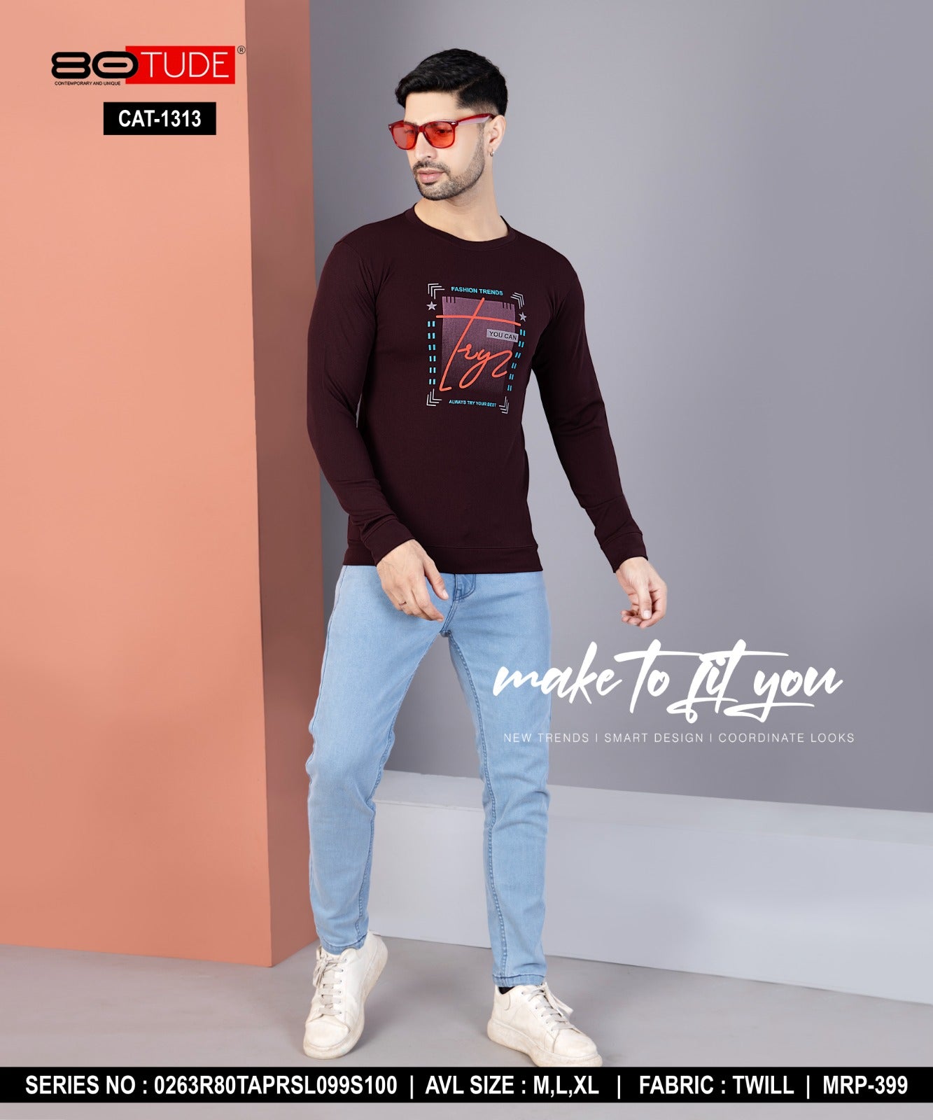 1313 80Tude Twill Mens Tshirts Supplier India