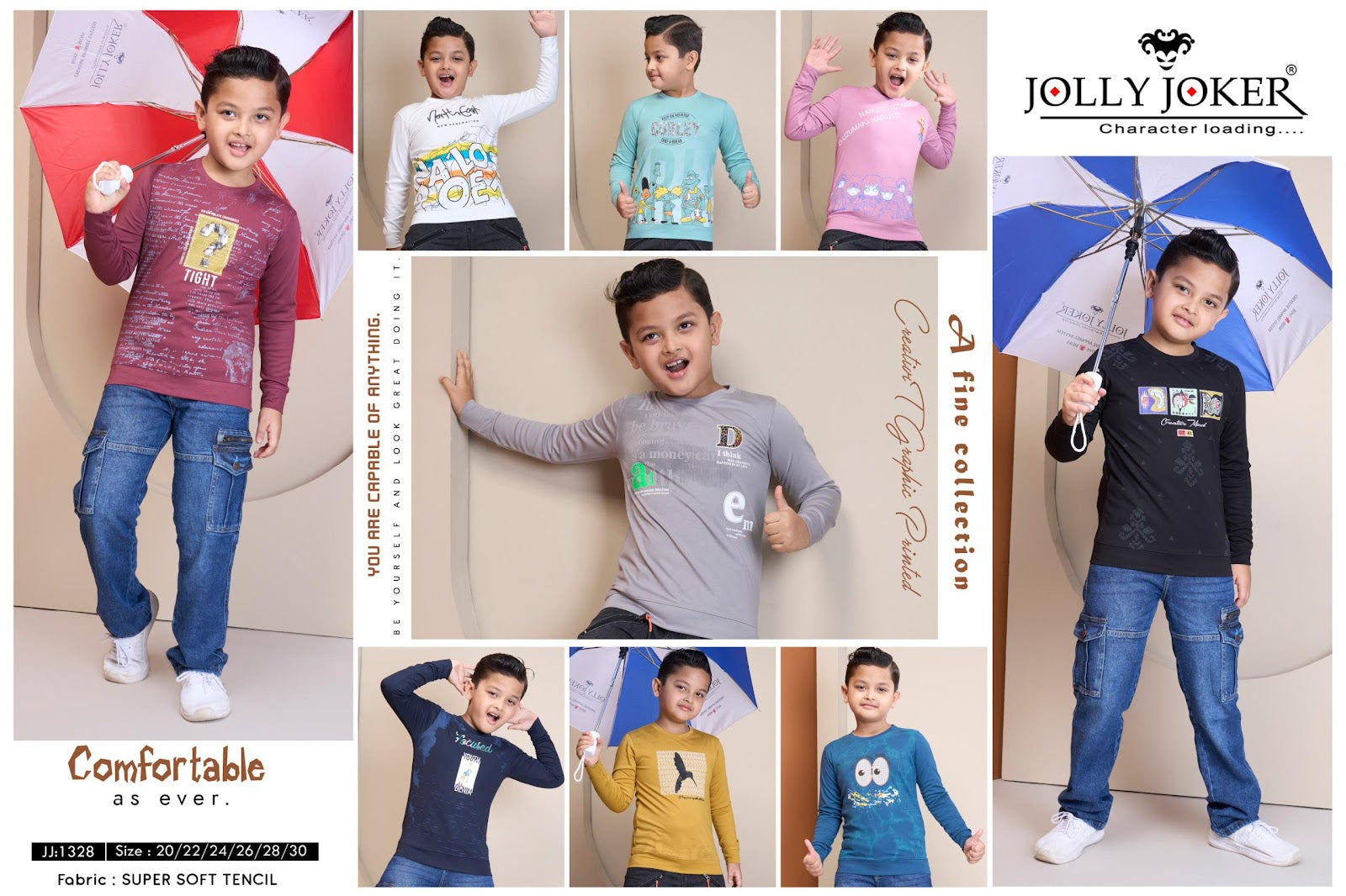 1328 Jolly Joker Tencil Boys Tshirt Manufacturer Gujarat