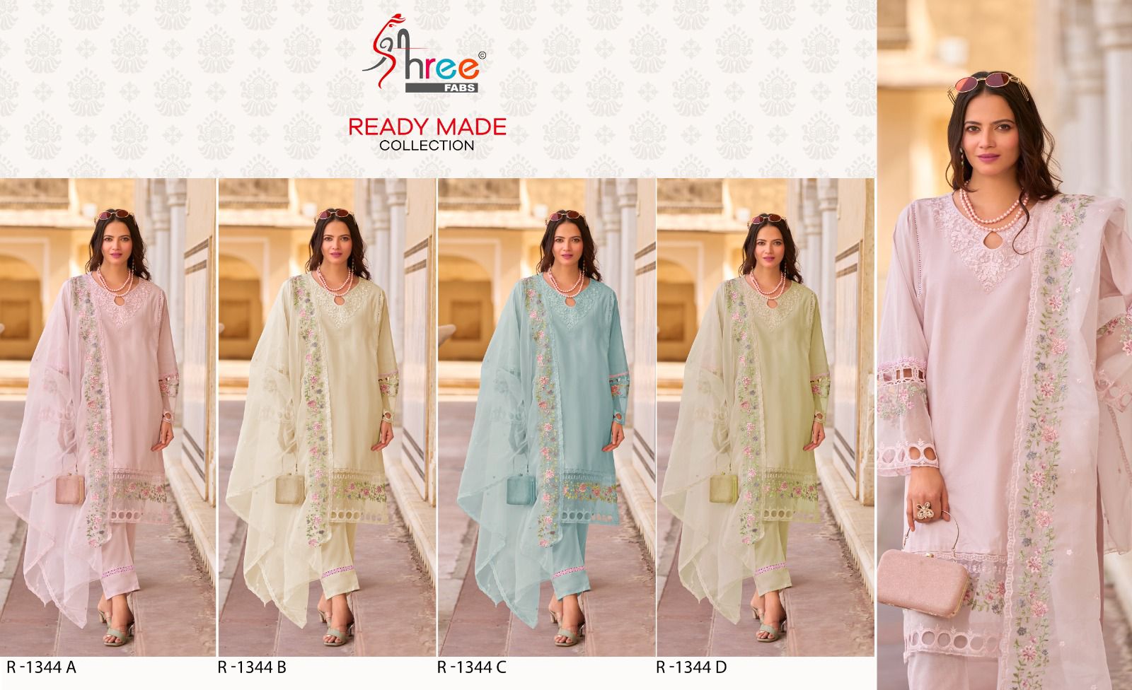 1344 Shree Fabs Cambric Cotton Pakistani Readymade Suits Supplier