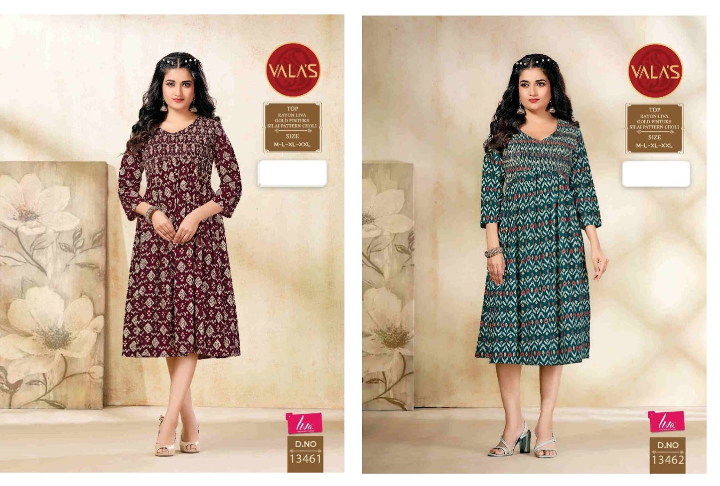 13461-13462 Valas Rayon Anarkali Kurtis Manufacturer Ahmedabad