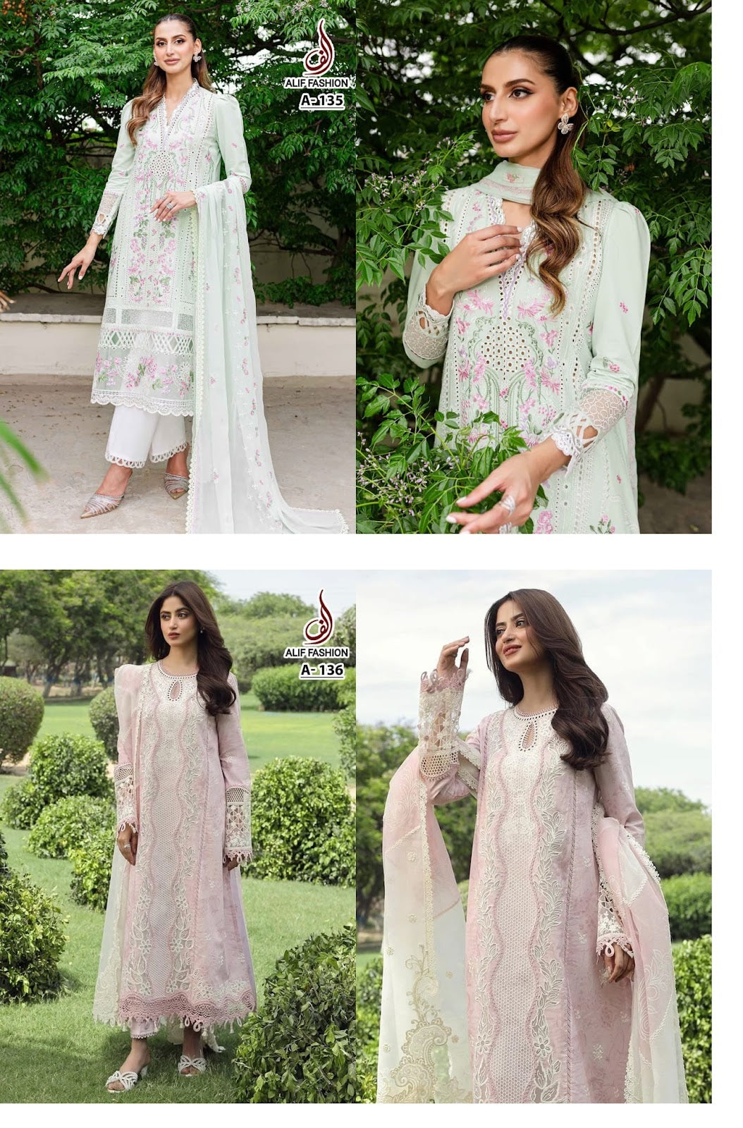135-136 Alif Fashion Pure Cotton Pakistani Salwar Suits Exporter Gujarat