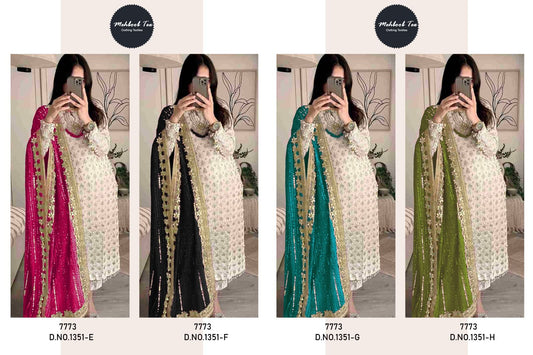 1351 New Colours Mehboob Tex Fox Georgette Pakistani Salwar Suits
