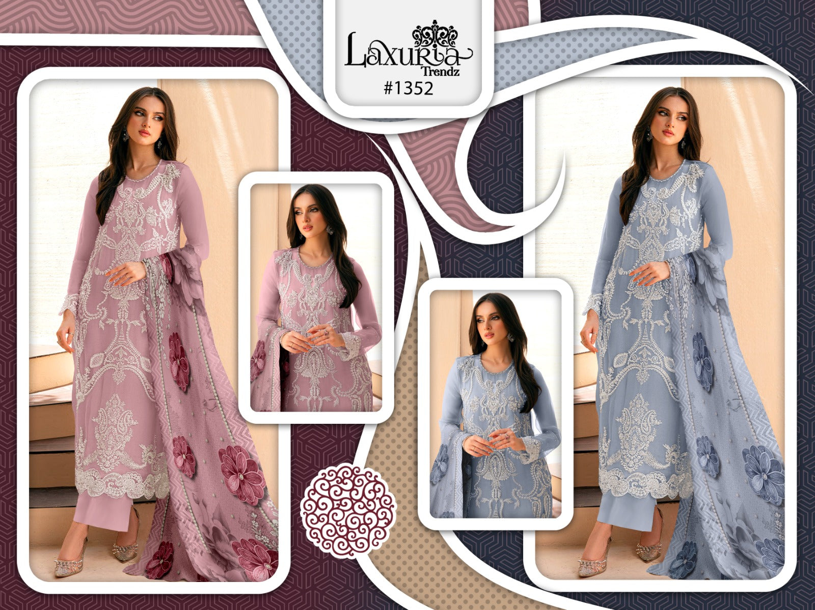 1352 Laxuria Trendz Faux Georgette Pakistani Readymade Suits