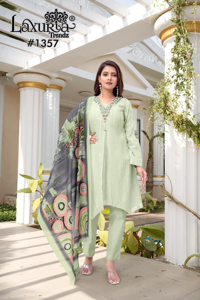 1357 Laxuria Trendz Feather Pakistani Readymade Suits Supplier India
