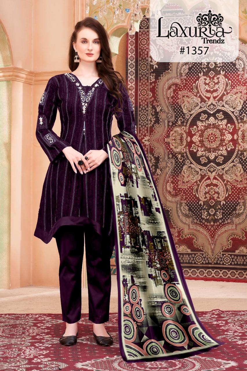 1357 Laxuria Trendz Feather Pakistani Readymade Suits Supplier India