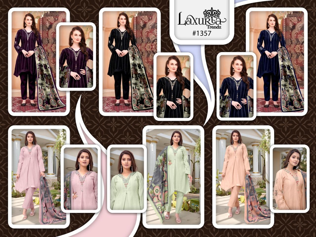 1357 Laxuria Trendz Feather Pakistani Readymade Suits Supplier India