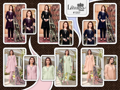1357 Laxuria Trendz Feather Pakistani Readymade Suits Supplier India