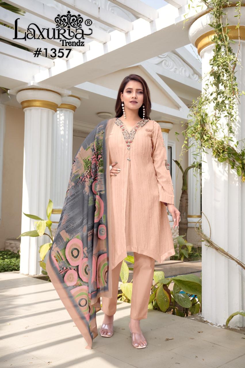 1357 Laxuria Trendz Feather Pakistani Readymade Suits Supplier India