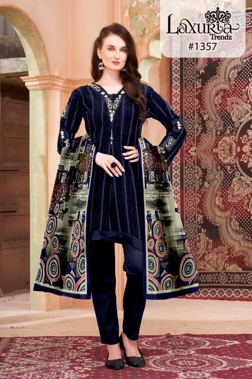 1357 Laxuria Trendz Feather Pakistani Readymade Suits Supplier India